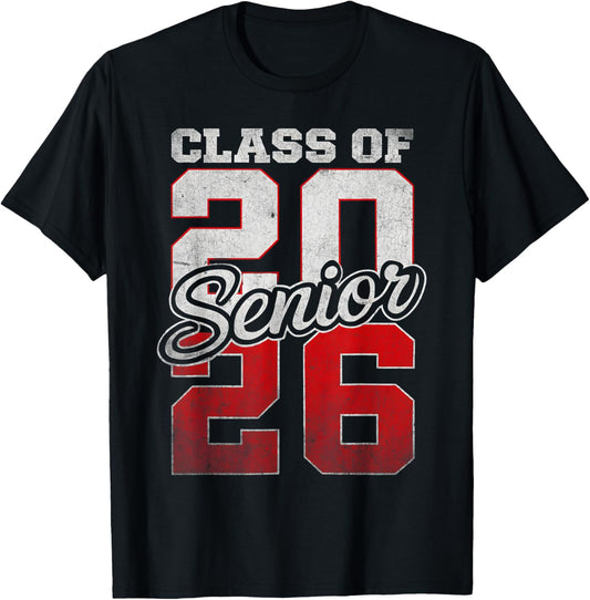Senior Class of 2026 Graduation Back To School Senior 26 T-Shirt - T-Shirt | Black