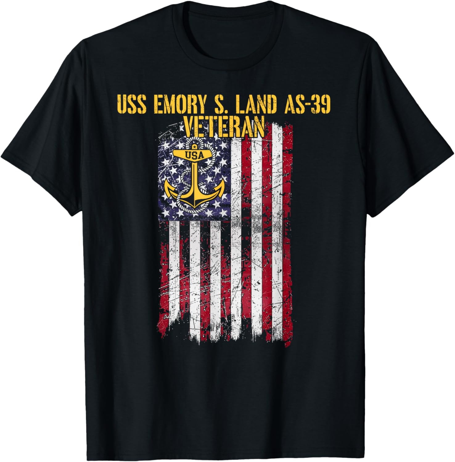 USS Emory S. Land AS-39 Submarine Tender Veteran T-Shirt - T-Shirt | Black