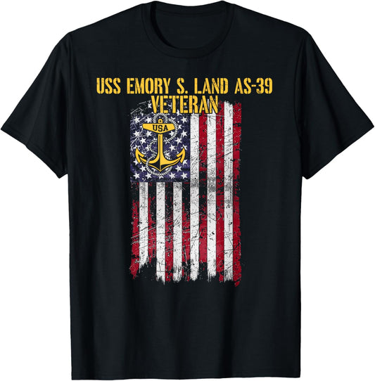 USS Emory S. Land AS-39 Submarine Tender Veteran T-Shirt - T-Shirt | Black