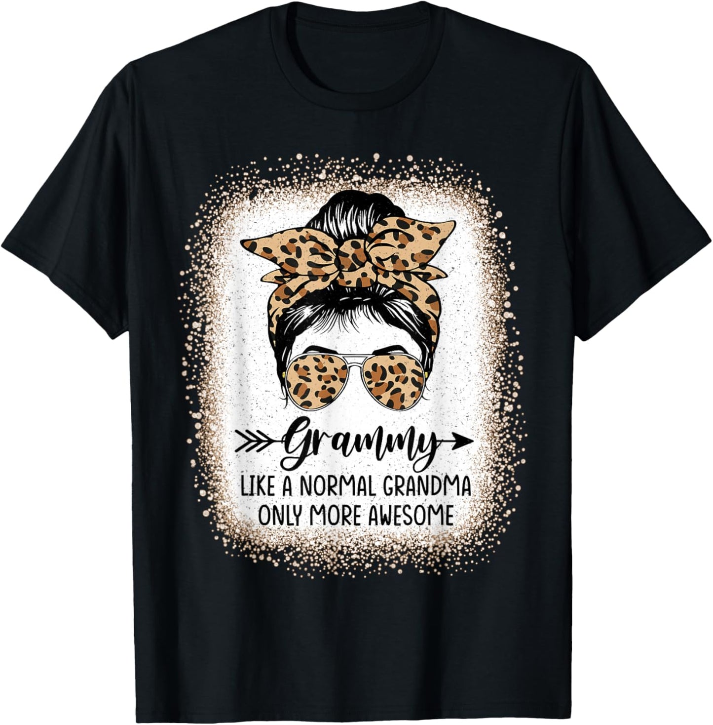 Grammy Like A Normal Grandma Only More Awesome Messy Bun T-Shirt - T-Shirt | Black