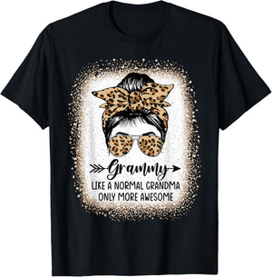 Grammy Like A Normal Grandma Only More Awesome Messy Bun T-Shirt - T-Shirt | Black