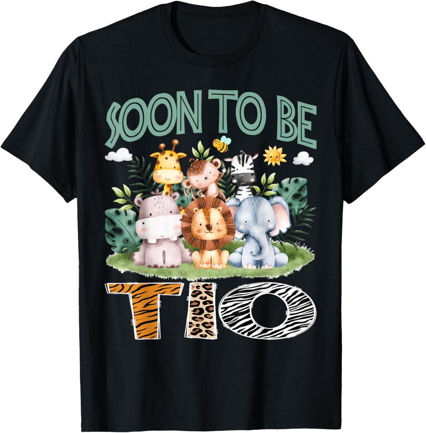 Soon To Be Tio Animal Safari Jungle Gender Reveal T-Shirt - T-Shirt | Black