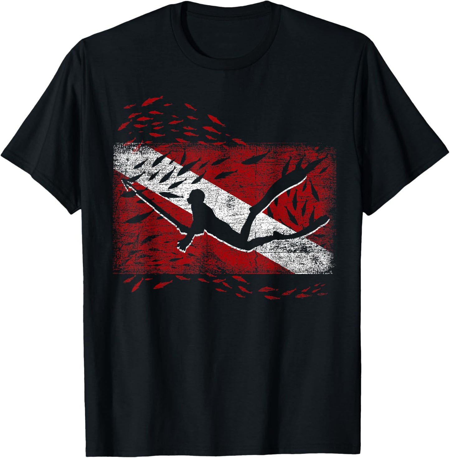 Diving Flag Fishing Spear Fisherman Gift Spearfishing T-Shirt - T-Shirt | Black