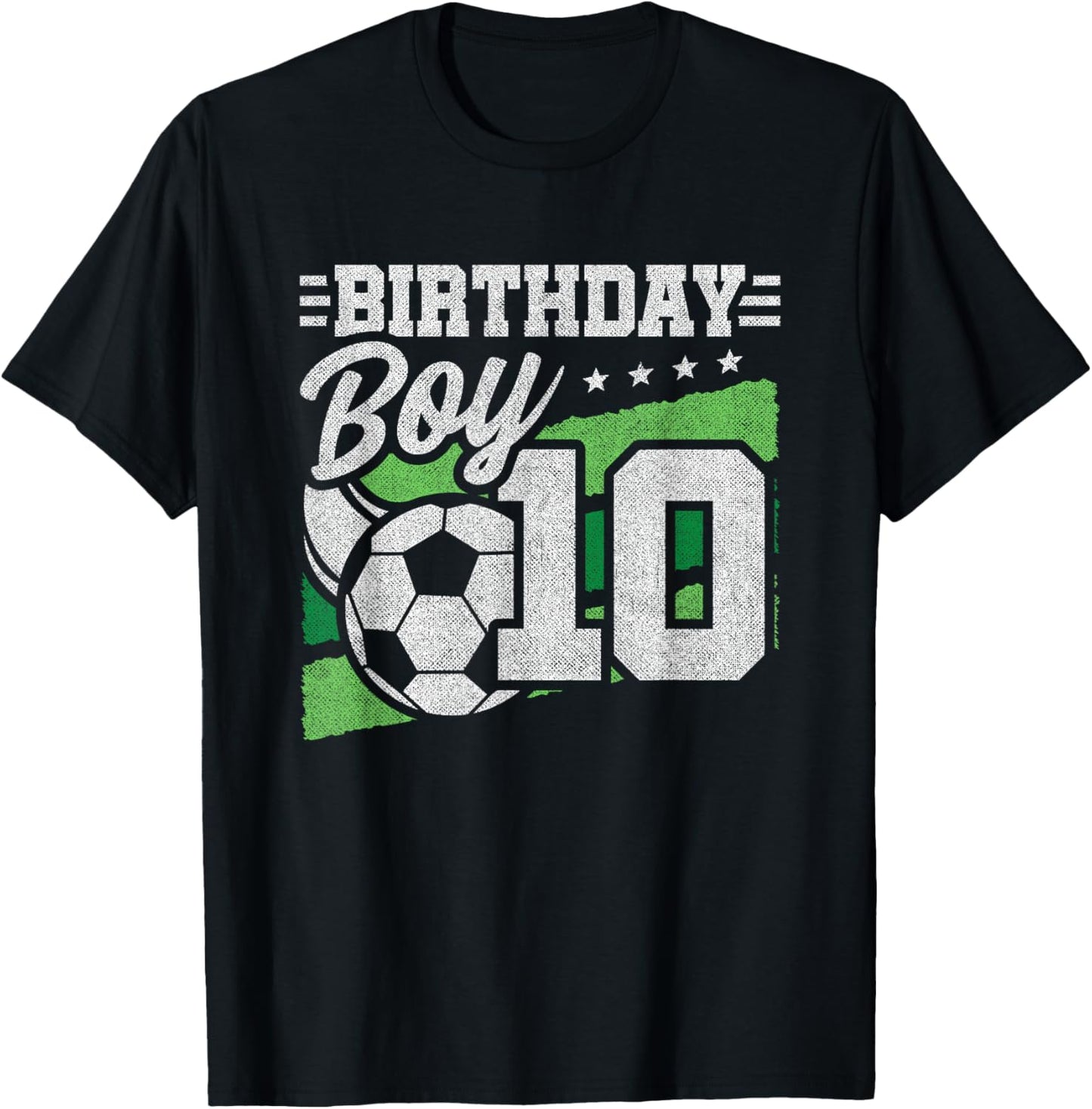 10 Year Old Soccer Birthday - Boys 10th Birthday Soccer T-Shirt - T-Shirt | Black