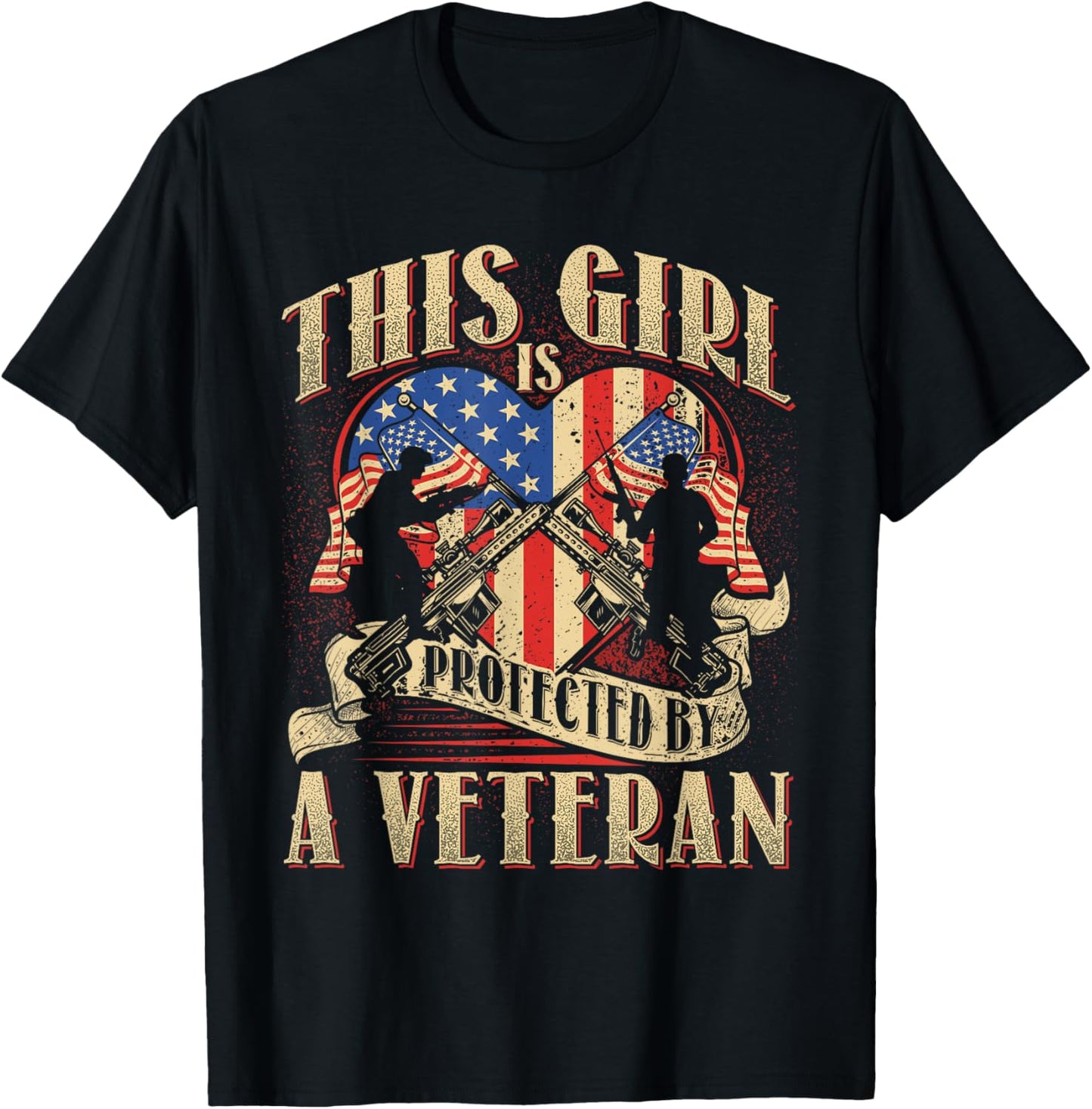 This Girl is Protected by a Veteran - Military Family T-Shirt - T-Shirt | Black
