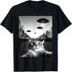 Funny Cat Selfie with UFOs T-Shirt - T-Shirt | Black