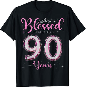 Blessed By God For 90 Years Old 90th Birthday 90th Bday T-Shirt - T-Shirt | Black