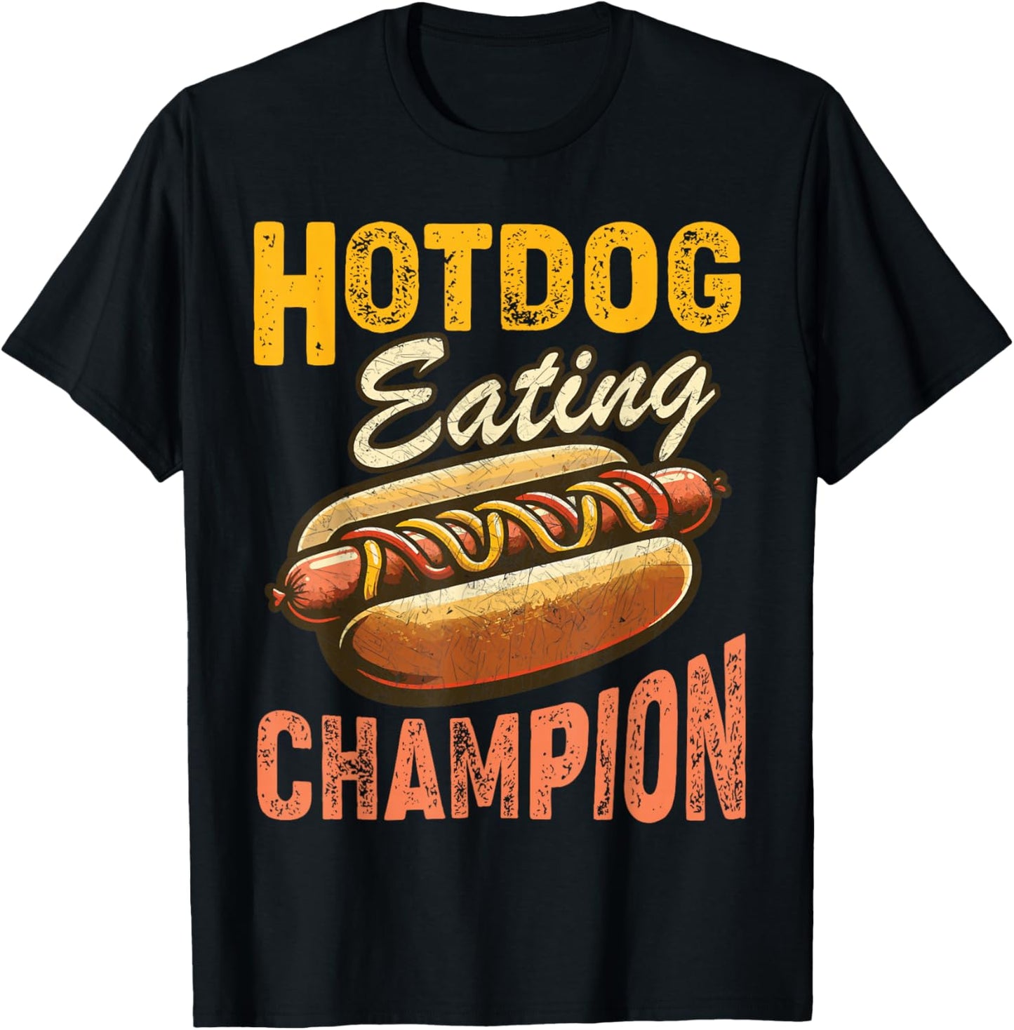 Funny Hotdog Eating Champion Estate Fair Retro Food Contest T-Shirt - T-Shirt | Black