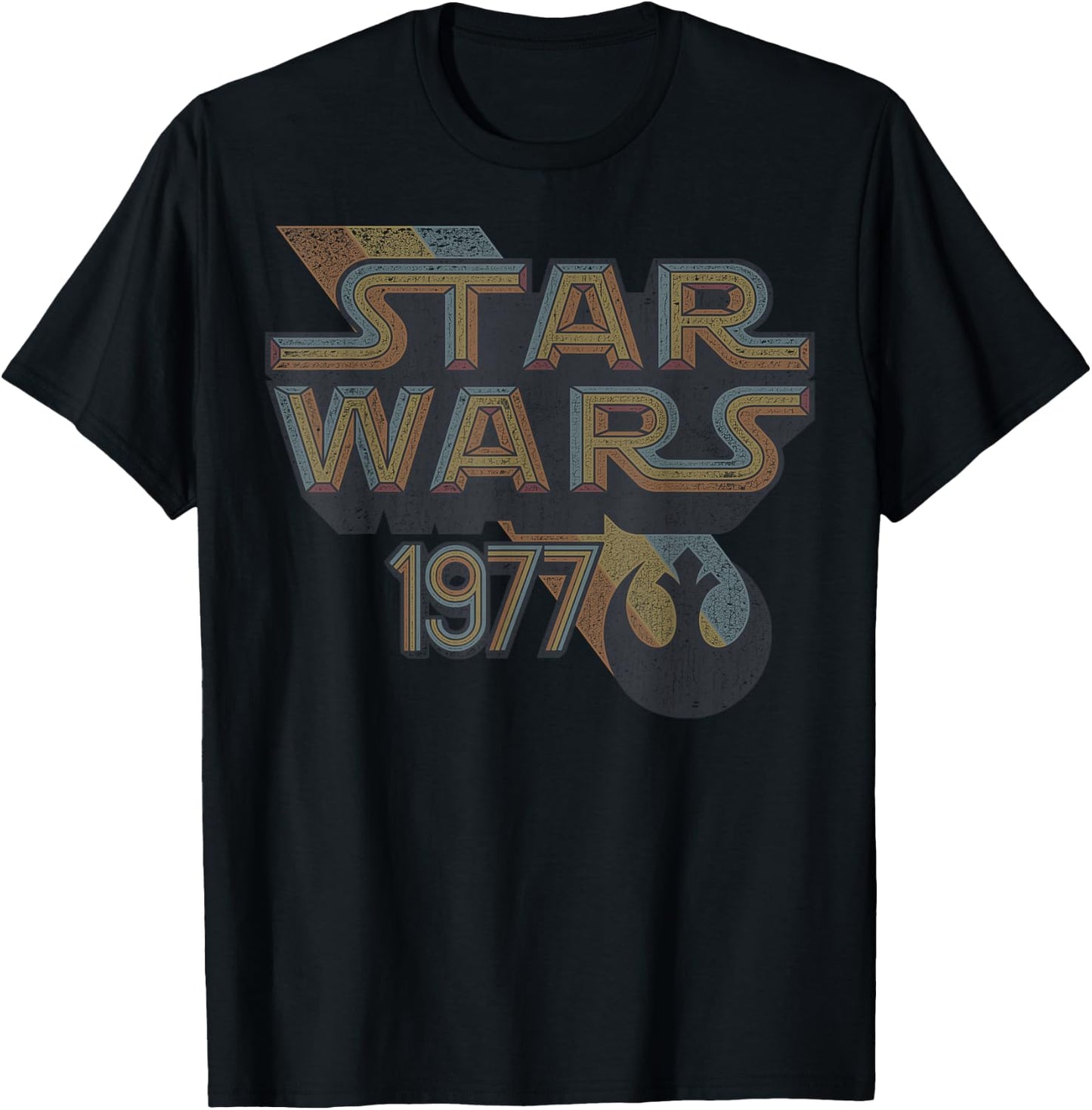 Star Wars Rebel Logo Retro Line 1977 T-Shirt - T-Shirt | Black