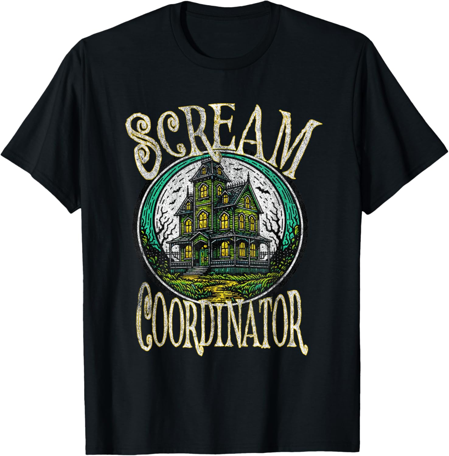 Haunted House Tour Guide Scream Coordinator Halloween Haunt T-Shirt - T-Shirt | Black