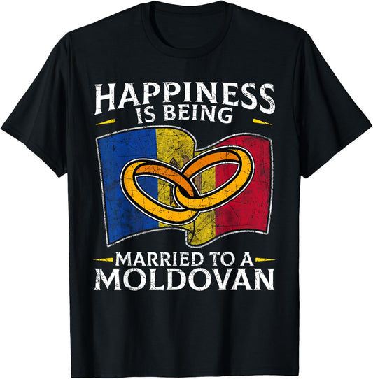 Moldova Marriage Moldovan Roots Heritage Married Flag T-Shirt - T-Shirt | Black