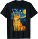 Shiba Inu Under Starry Sky Art Dog Aesthetic T-Shirt - T-Shirt | Black