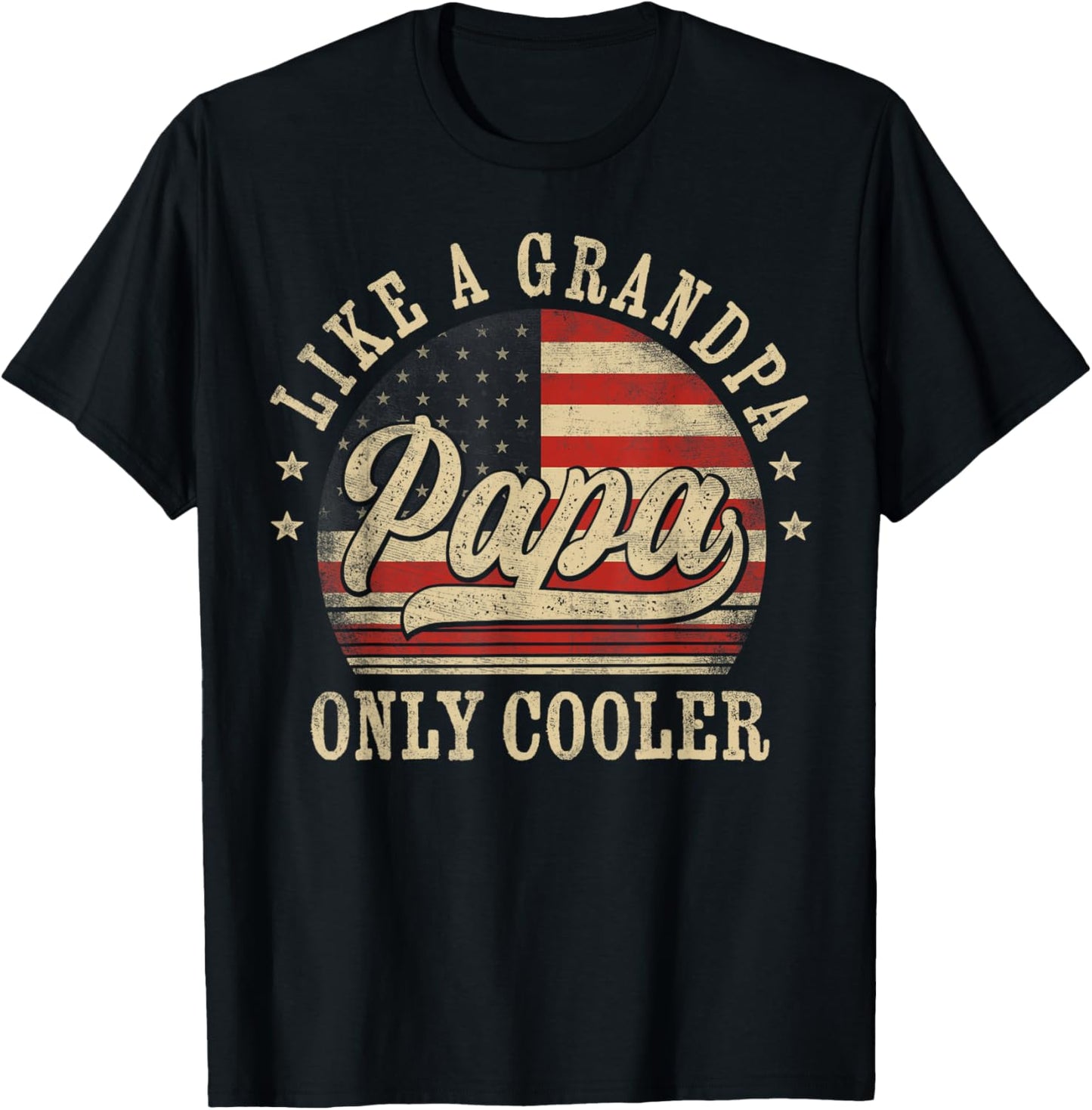 Papa Like a Grandpa Only Cooler Papa Father's Day T-Shirt - T-Shirt | Black