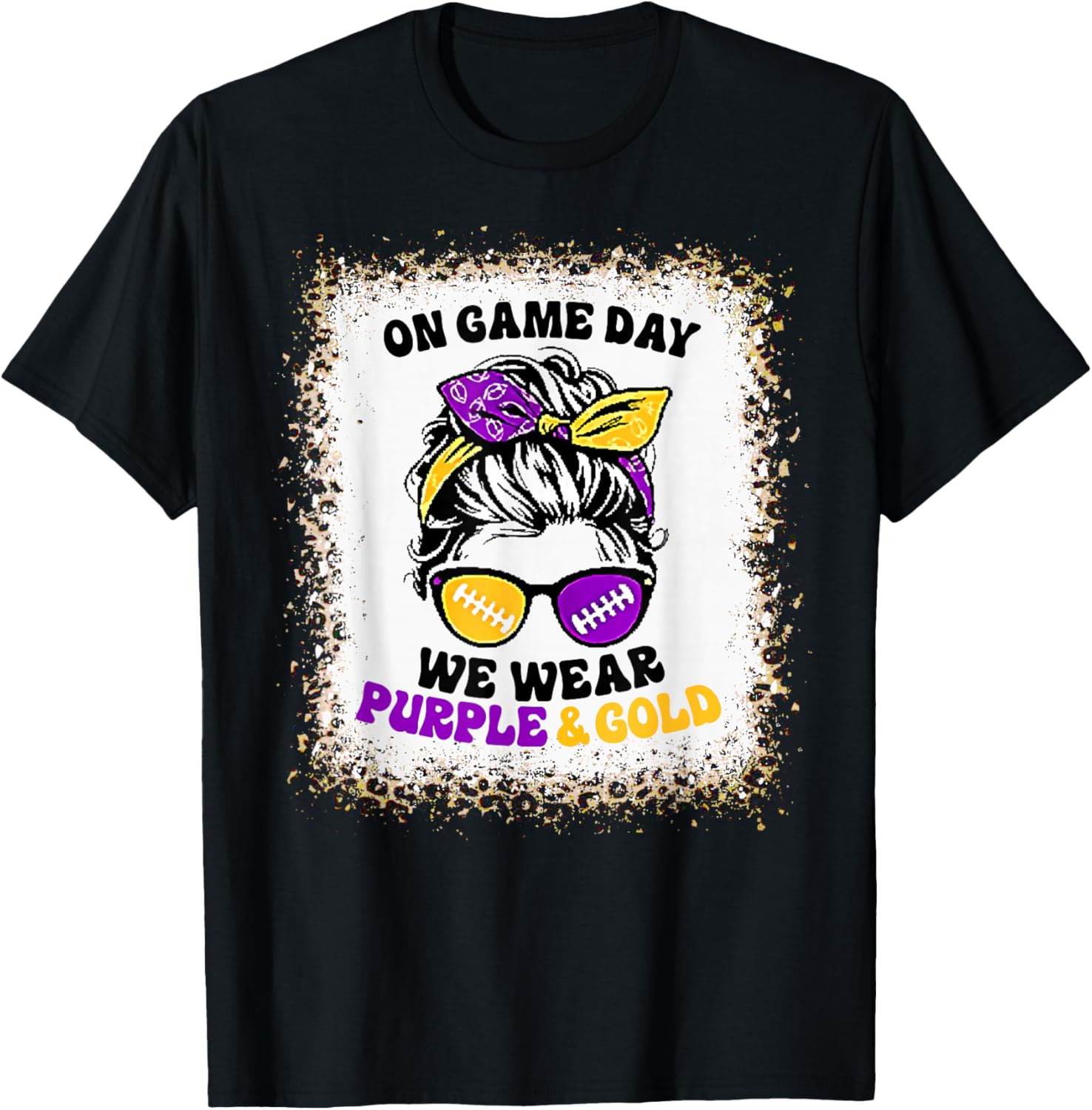 On Gameday Football We Wear Purple and Gold Game Day T-Shirt - T-Shirt | Black