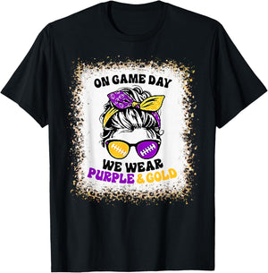 On Gameday Football We Wear Purple and Gold Game Day T-Shirt - T-Shirt | Black