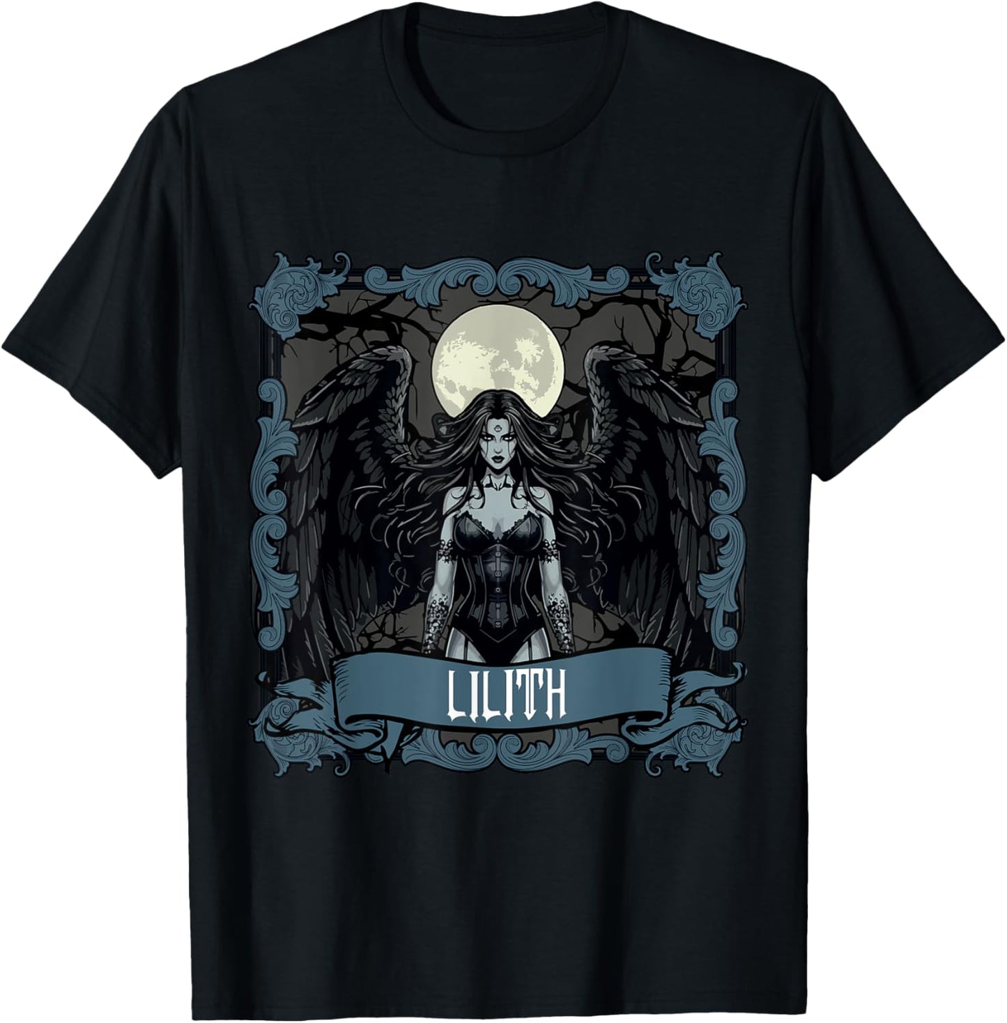 Lilith Tarot Card Gothic Halloween Day of Dead Goddess T-Shirt - T-Shirt | Black
