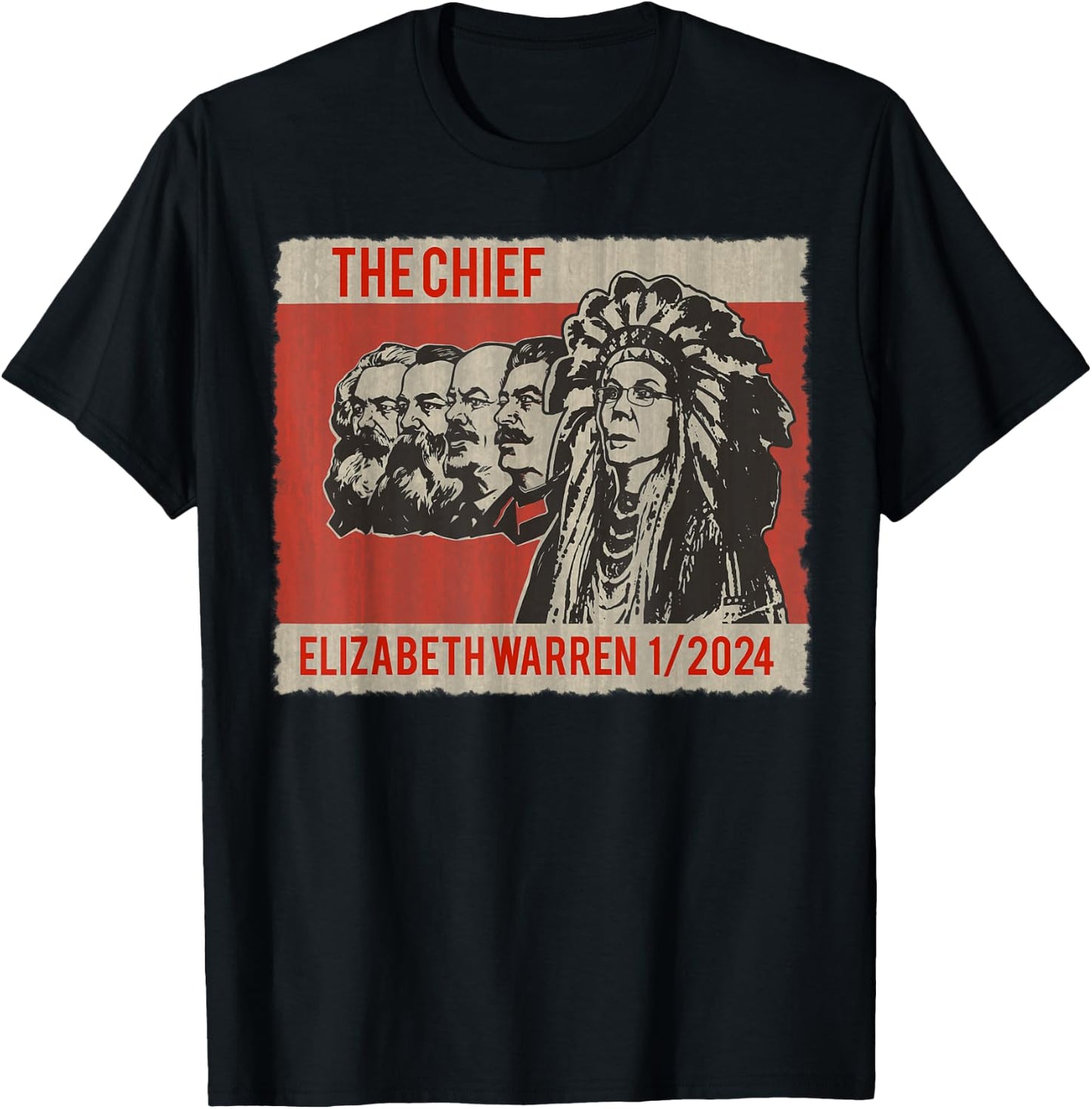 Elizabeth Warren Native American The Chief T-Shirt - T-Shirt | Black