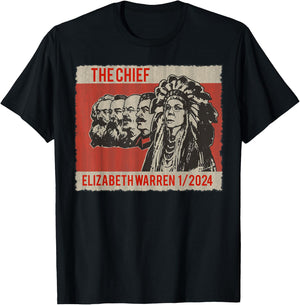 Elizabeth Warren Native American The Chief T-Shirt - T-Shirt | Black