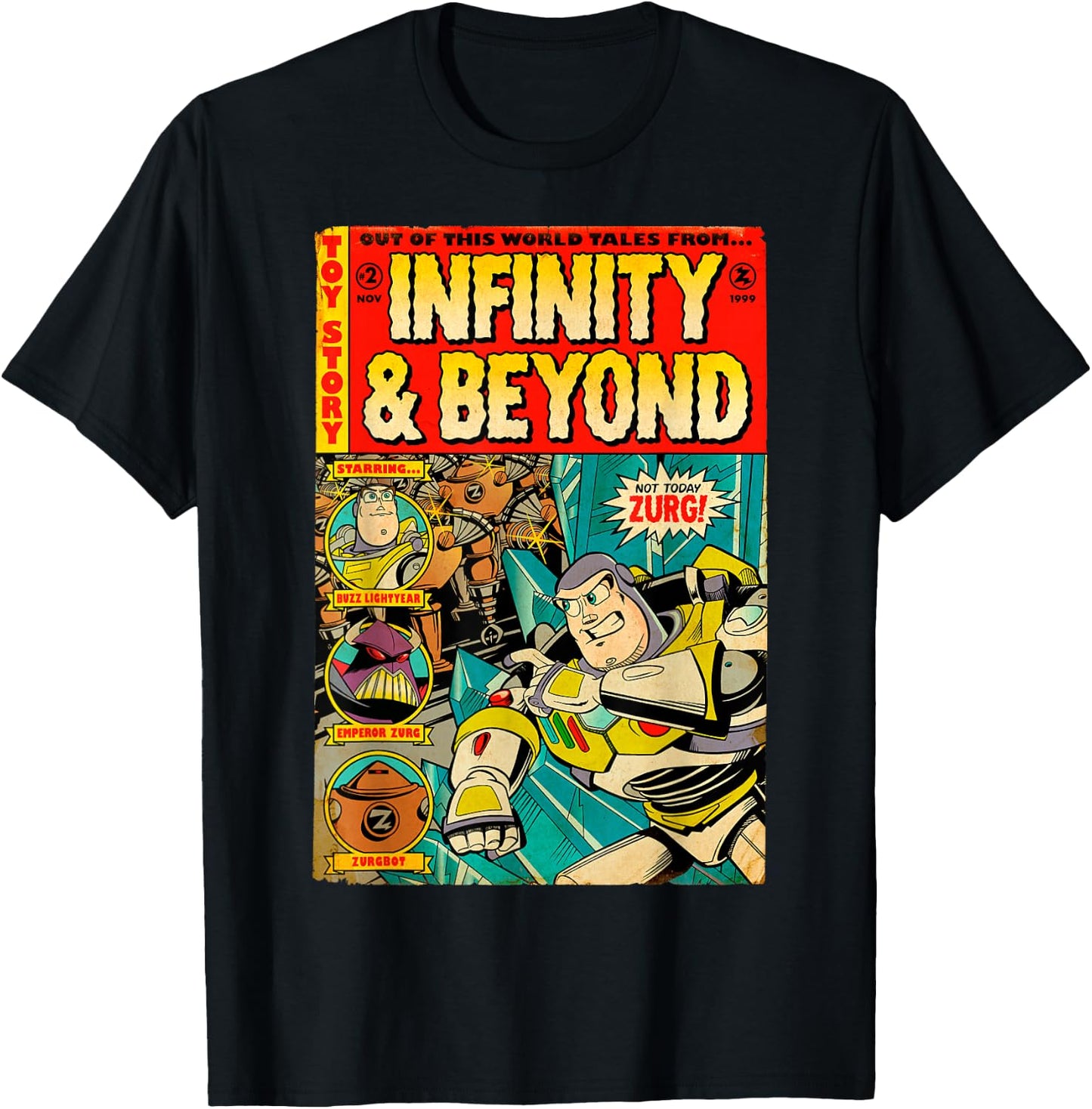 Disney Pixar Toy Story Buzz Lightyear Retro Comic Book T-Shirt - T-Shirt | Black
