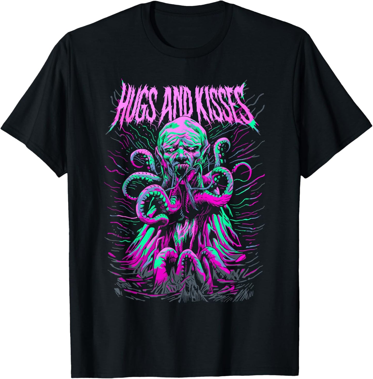 Hug and Kisses Blegh Deathcore Metalcore Ironic T-Shirt - T-Shirt | Black