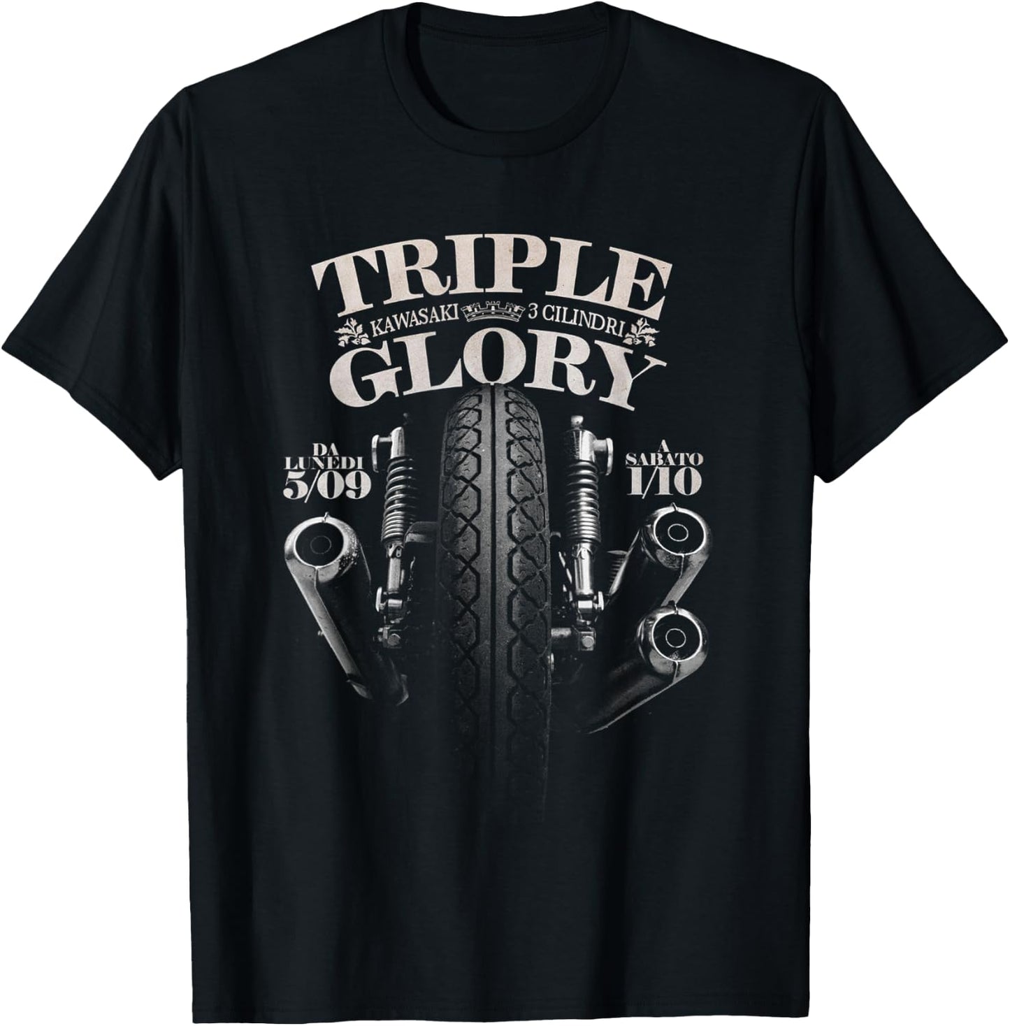 Kawasaki Triple Classic Biker T-Shirt - T-Shirt | Black