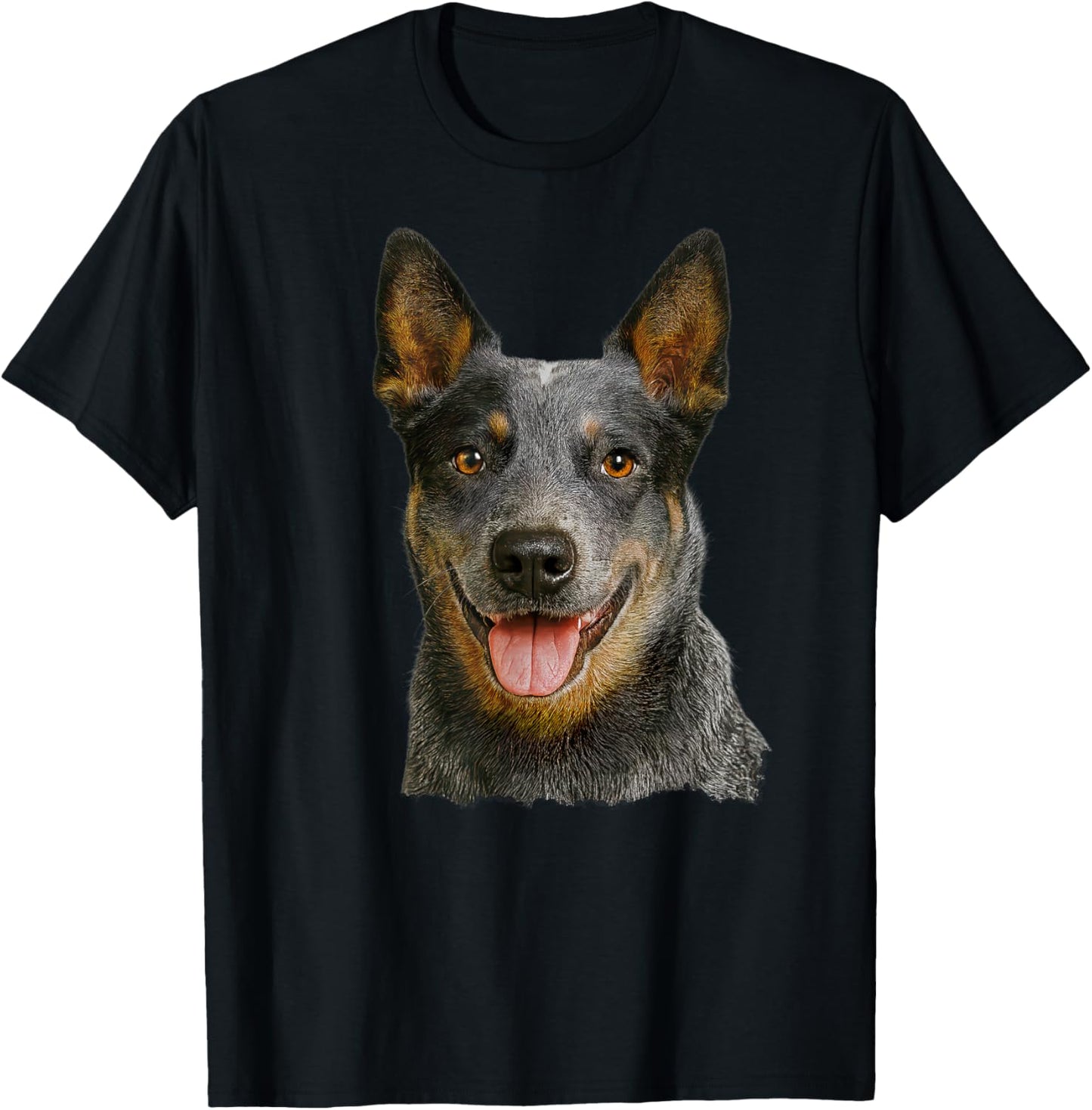 Blue Heeler Queensland Heeler Head T-Shirt - T-Shirt | Black