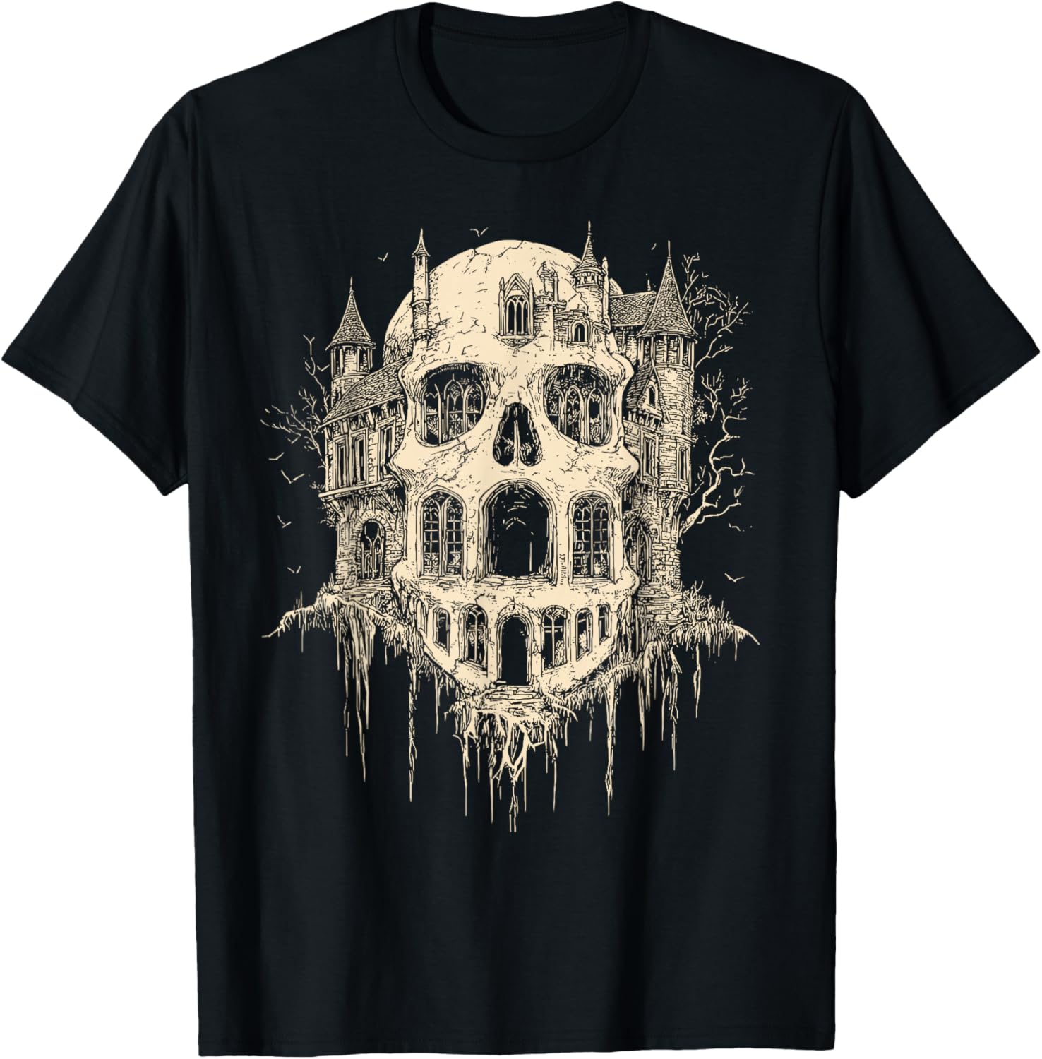 Castlecore Castle Skull T-Shirt - T-Shirt | Black