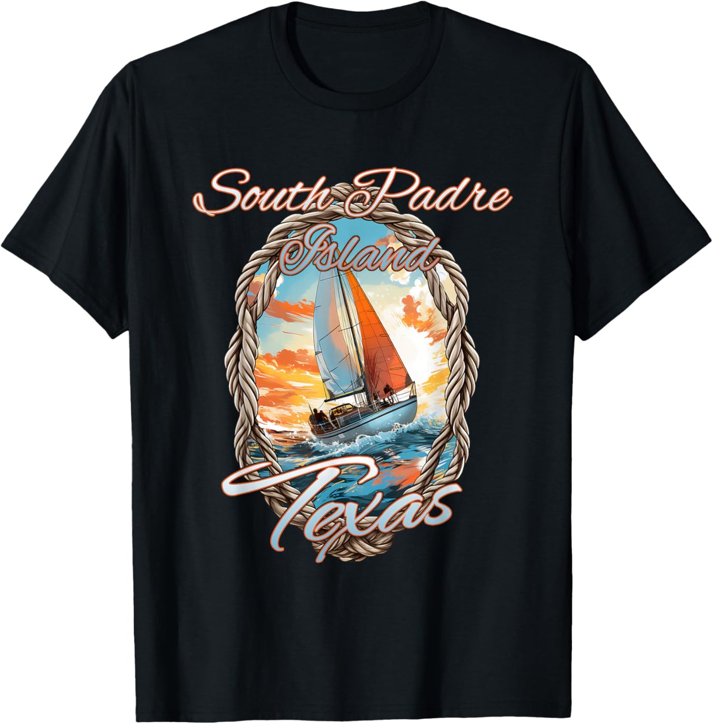 Sailing South Padre Island Texas Sea and Sunshine T-Shirt - T-Shirt | Black
