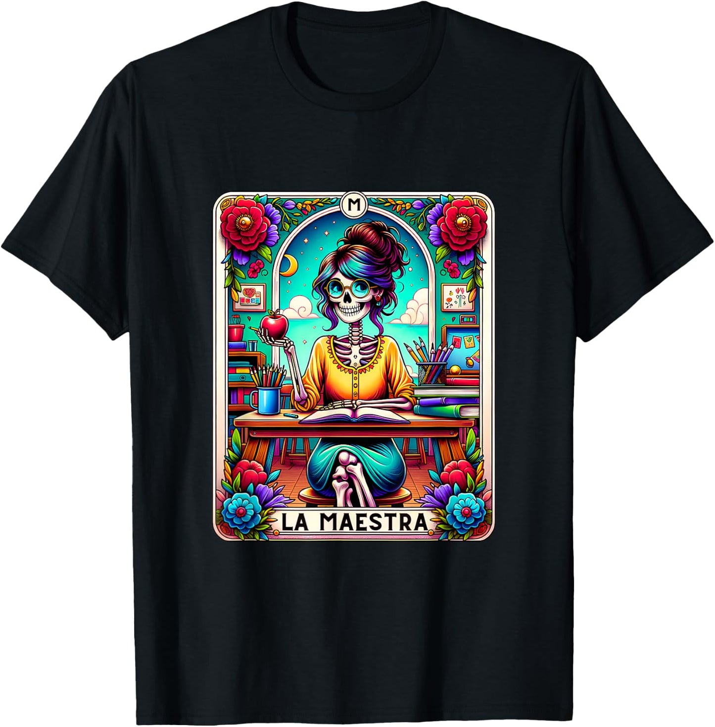 La Maestra Tarot Card Funny Spanish Teacher Mexican Latina T-Shirt - T-Shirt | Black