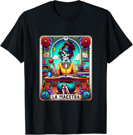 La Maestra Tarot Card Funny Spanish Teacher Mexican Latina T-Shirt - T-Shirt | Black