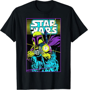 Star Wars Boba Fett Neon Blaster Poster T-Shirt - T-Shirt | Black