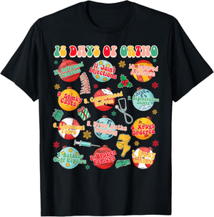Christmas Xmas Orthopedic Nurse Ortho Squad 12 Days Of Ortho T-Shirt - T-Shirt | Black