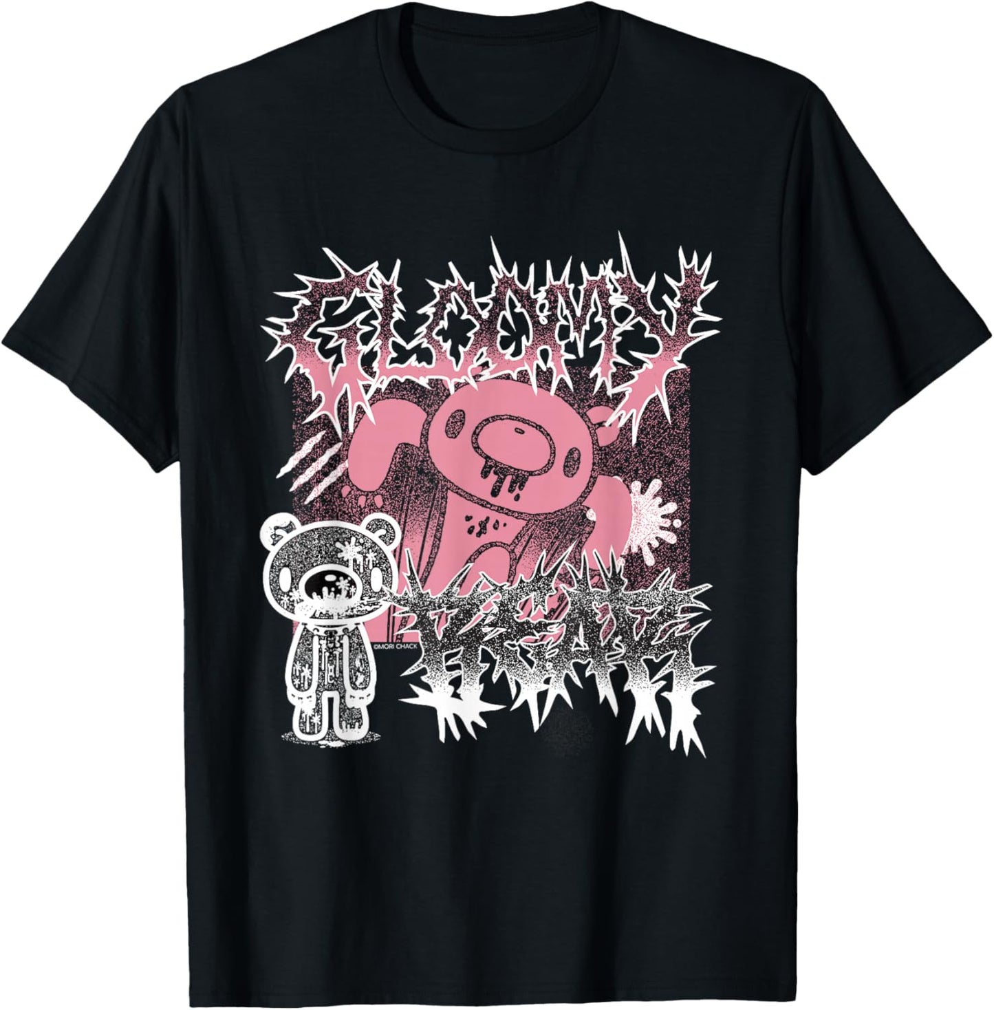 Gloomy Bear The Naughty Grizzly Metal Band Text Anime Manga T-Shirt - T-Shirt | Black