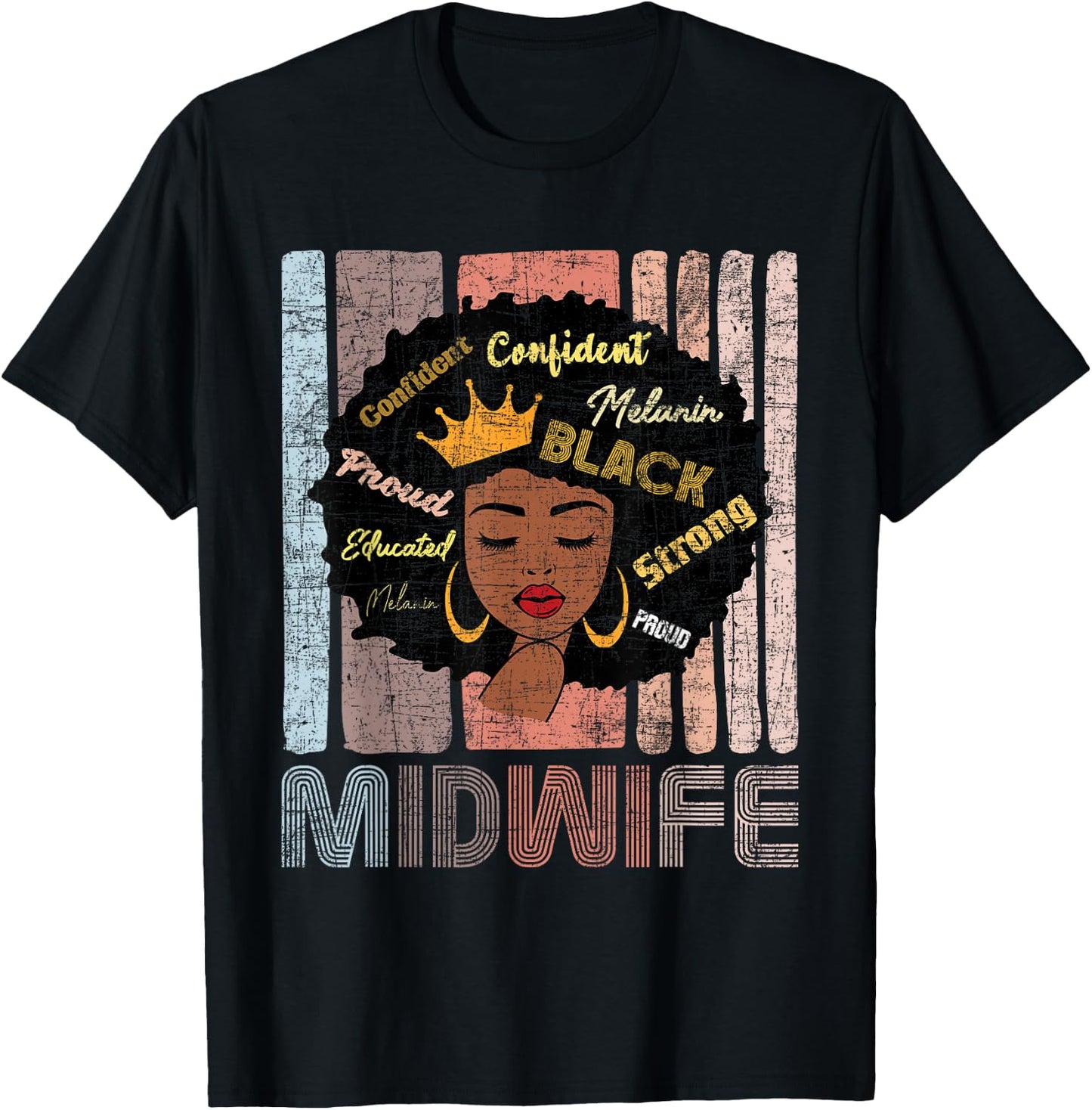 African American Midwife - Midwives Doula Nurse Midwifery T-Shirt - T-Shirt | Black