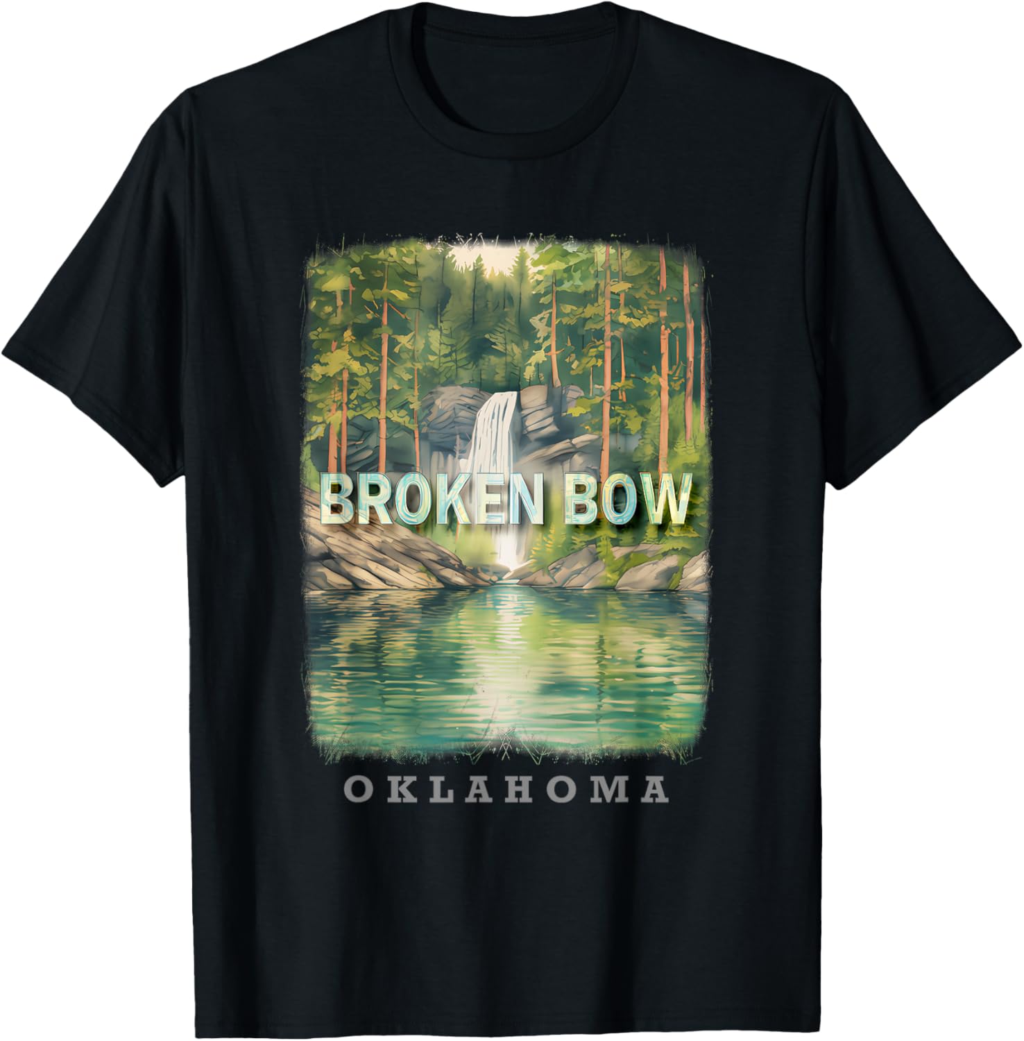 Broken Bow Oklahoma OK Nature's Oasis SD373 T-Shirt - T-Shirt | Black