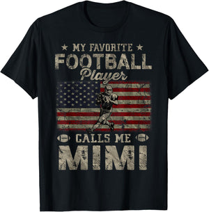 My Favorite Football Player Calls Me Mimi Mother's Day T-Shirt - T-Shirt | Black