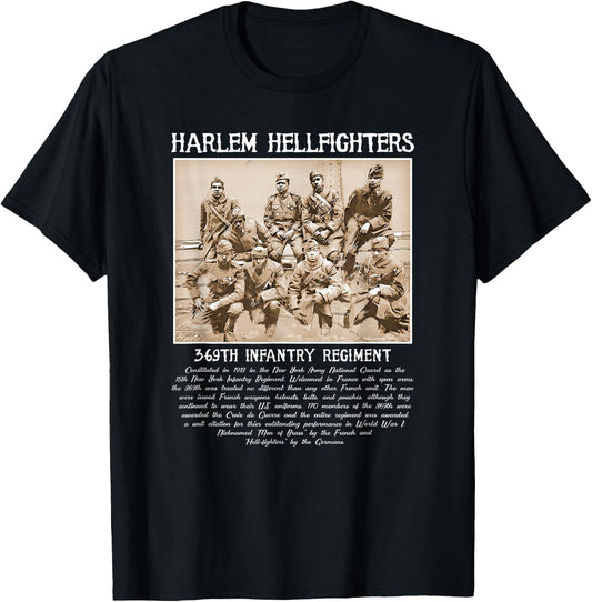 Harlem Hellfighters Vintage Black History WWI WWII Military Small T-Shirt - T-Shirt | Black