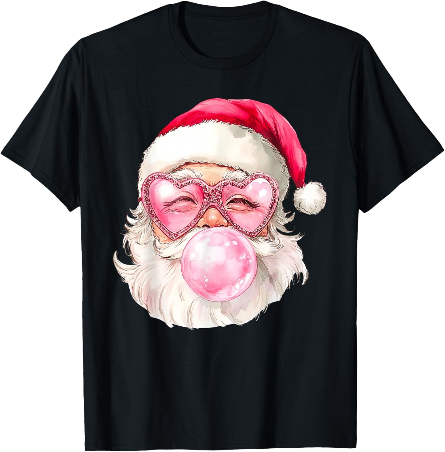 Vintage Retro Santa Christmas Bubble Gum Pink Sunglasses T-Shirt - T-Shirt | Black