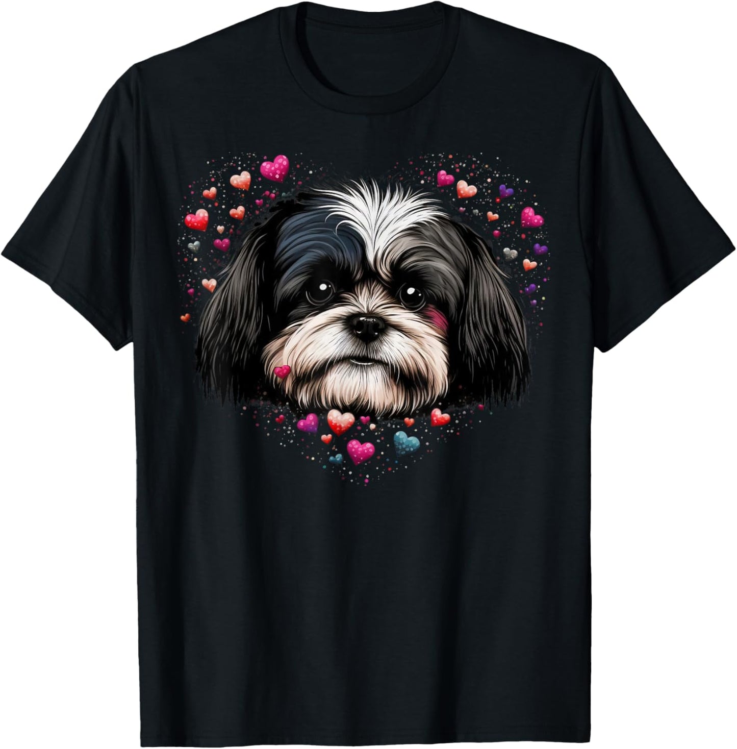 Shih Tzu Love Heart for Valentines Day on Shih Tzu Lover T-Shirt - T-Shirt | Black