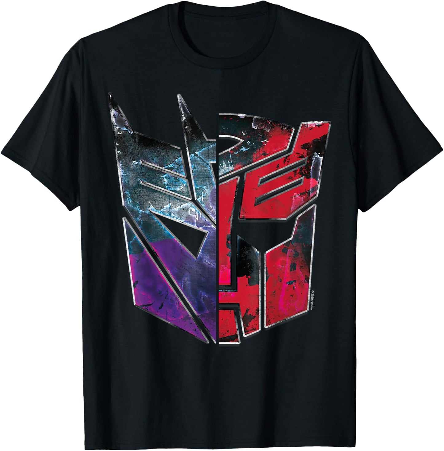 Transformers: War For Cybertron Decepticon Autobot Split T-Shirt - T-Shirt | Black