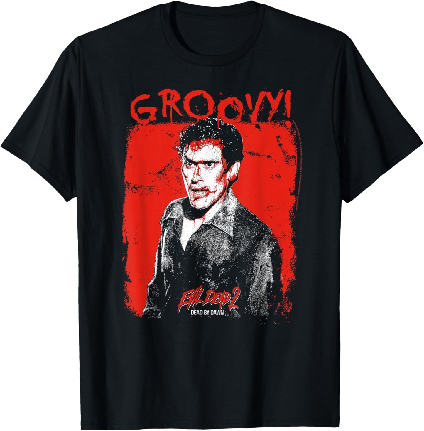Ripple Junction x Evil Dead 2 Ash Williams Bloody Groovy , Black, S T-Shirt - T-Shirt | Black