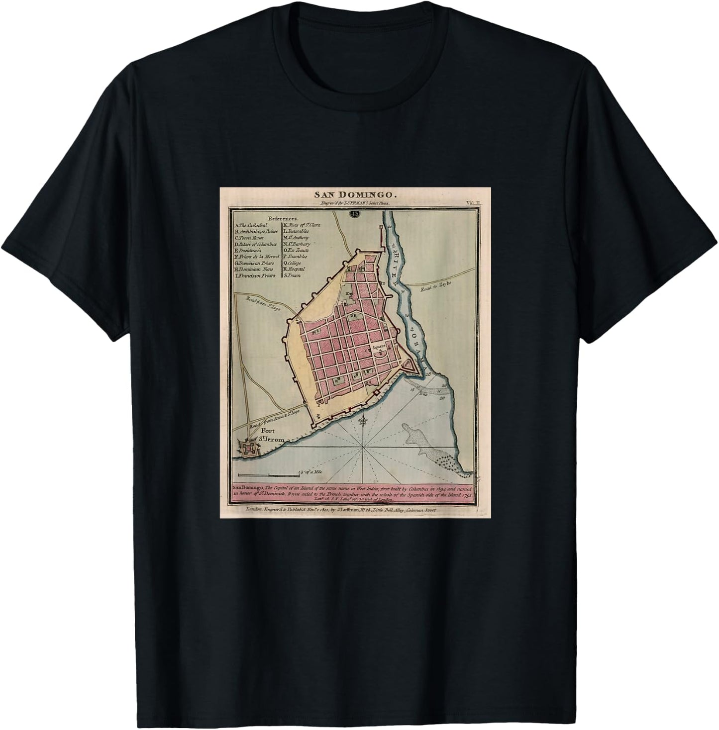 Santo Domingo Dominican Republic Map T-Shirt - T-Shirt | Black