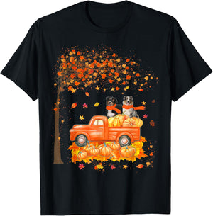 Australian Shepherd Riding On Truck Thanksgiving Dog Lover T-Shirt - T-Shirt | Black