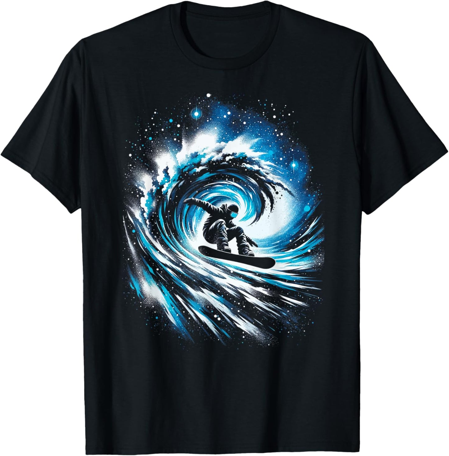 Snowboarding Surfing Snow Wave Abstract Snowboarder Surfer T-Shirt - T-Shirt | Black