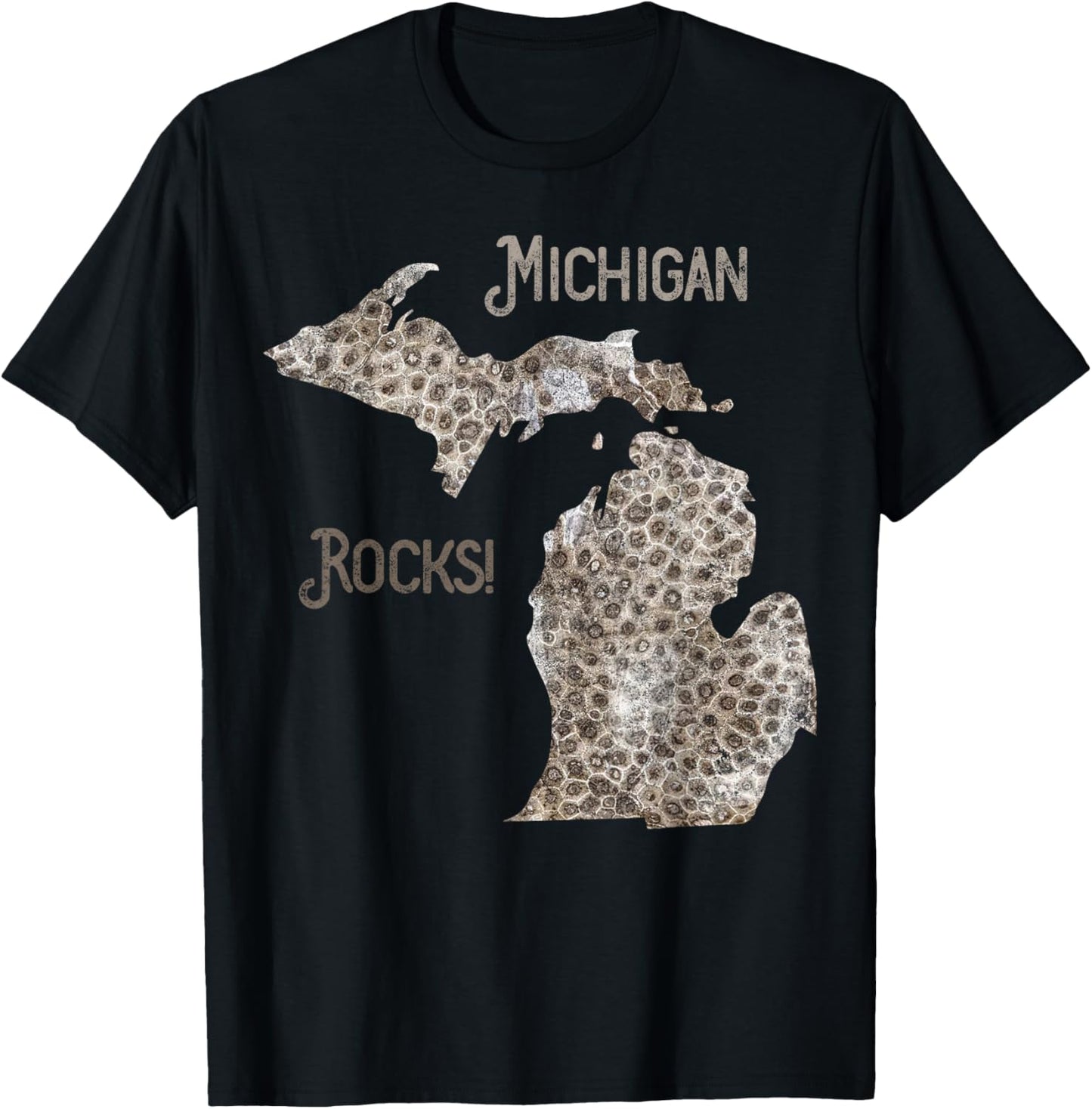 Michigan Rocks Petoskey Stone Hunting Great Lakes State T-Shirt - T-Shirt | Black