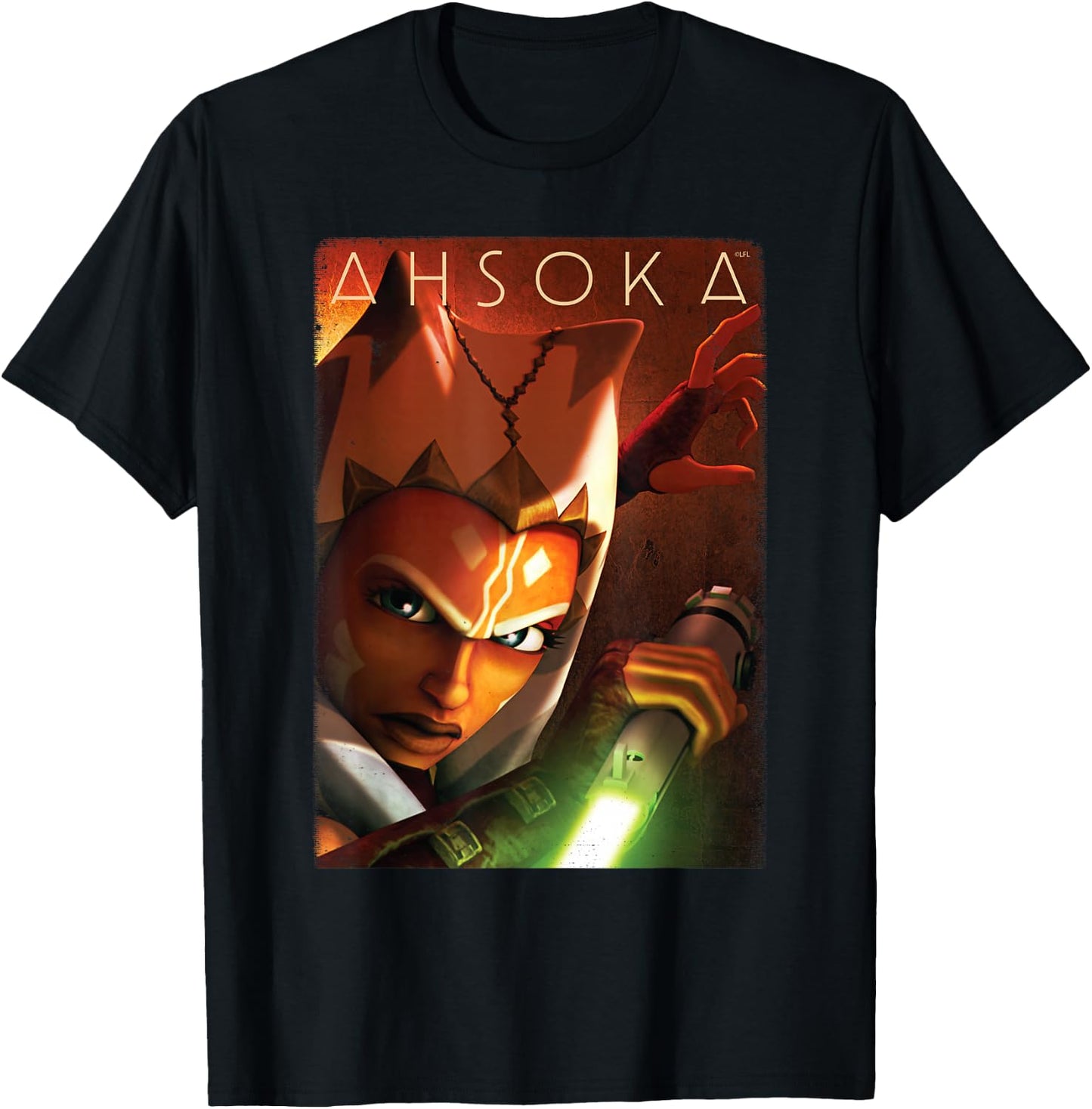 Star Wars Ahsoka Tano Power of the Galaxy Lightsaber T-Shirt - T-Shirt | Black