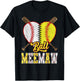 Meemaw Of Both Ball Meemaw Half Baseball Softball T-Shirt - T-Shirt | Black