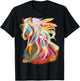 Love Horses Apparel For Girls Women Horse Head Watercolor Equestrian T-Shirt - T-Shirt | Black