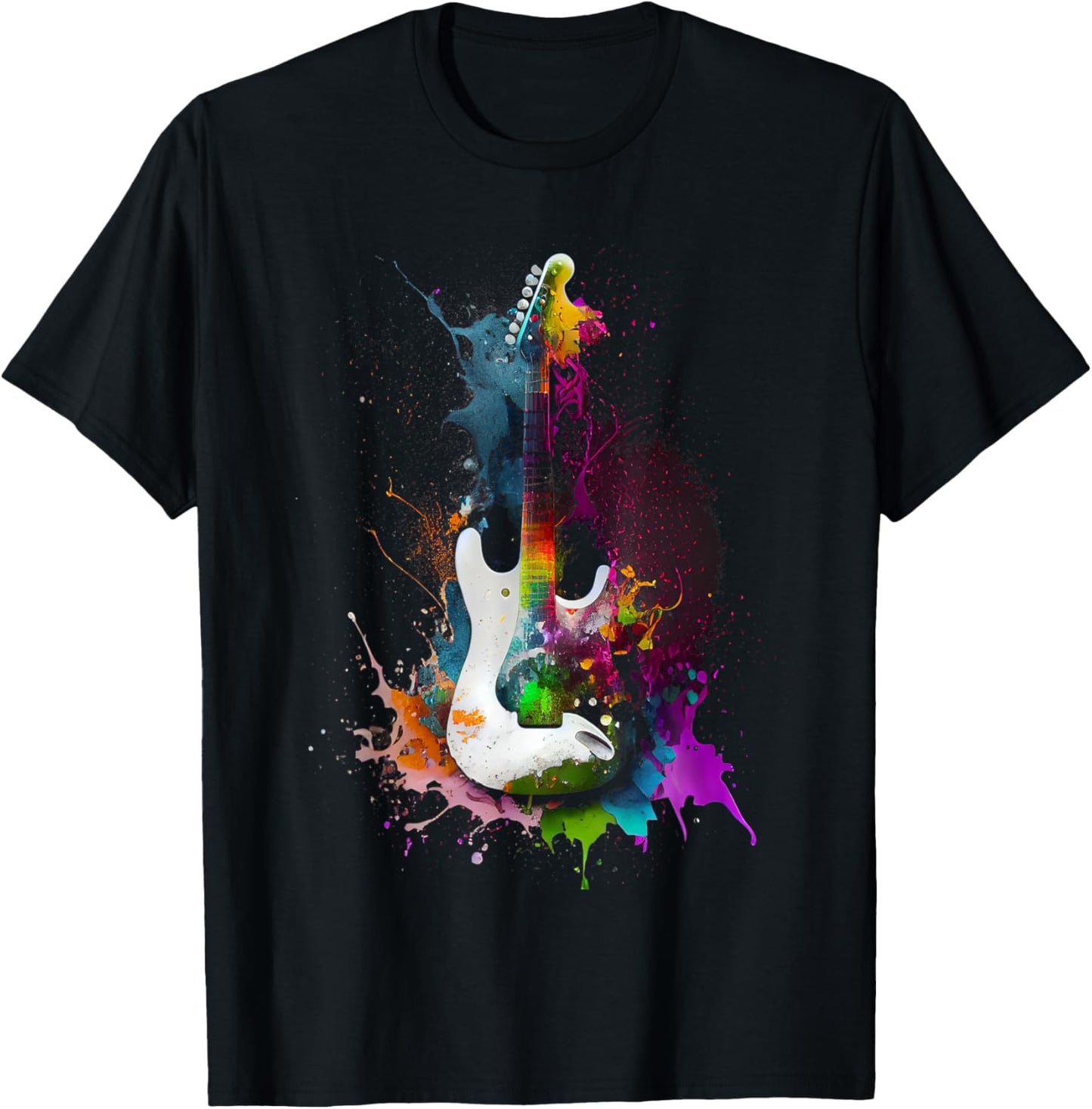 Guitar Musician Electric Guitars Player Gifts for Guitarist, Women's -Adults, Black, Small, Short Sleeve, , Classic Fit, Cotton 65% Polyester 35% T-Shirt - T-Shirt | Black