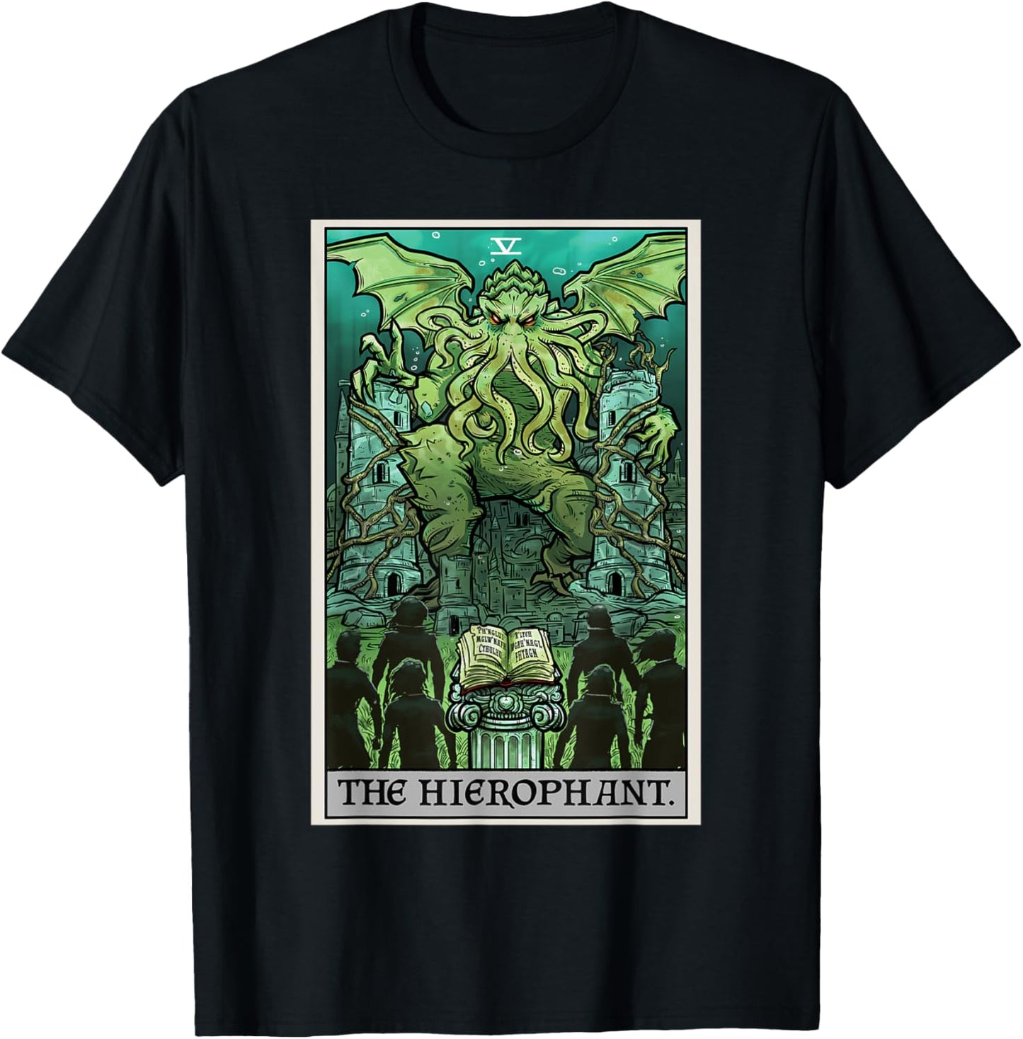 The Hierophant Tarot Card Cthulhu Classic Horror Halloween T-Shirt - T-Shirt | Black